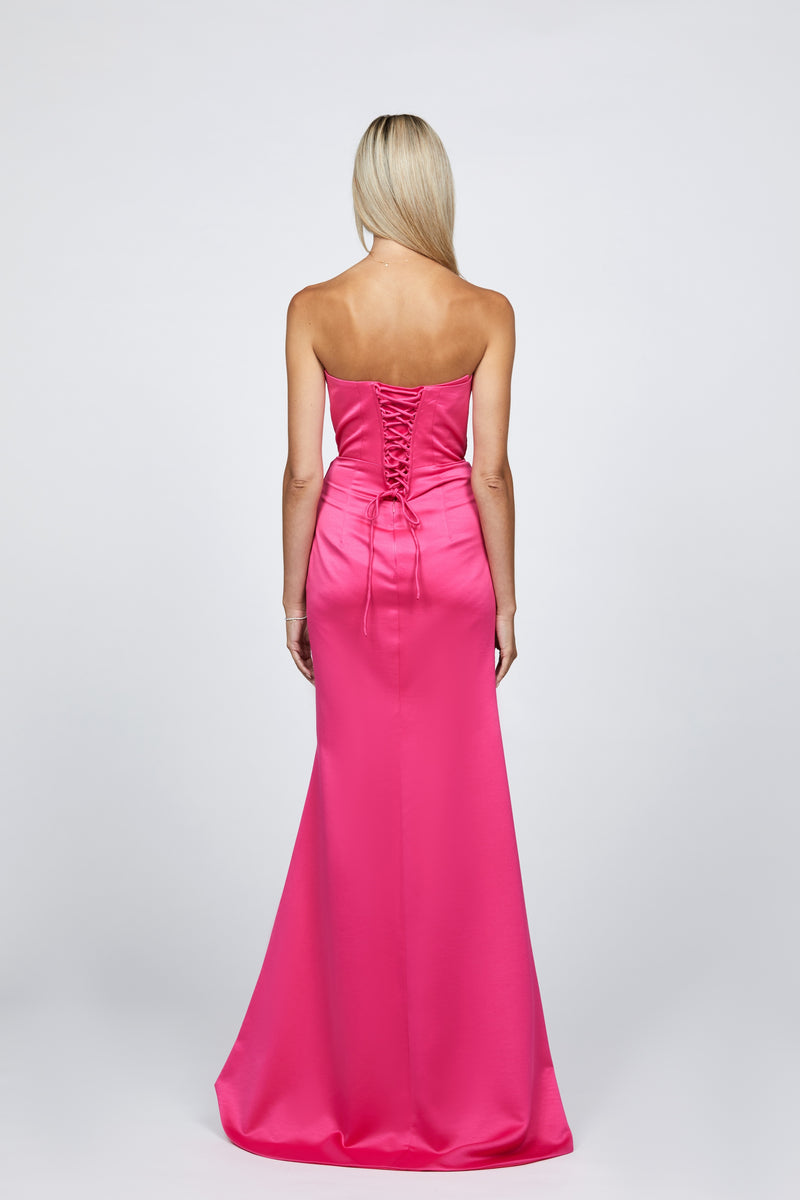 The City Pleated High Split Gown - Dress - Bariano