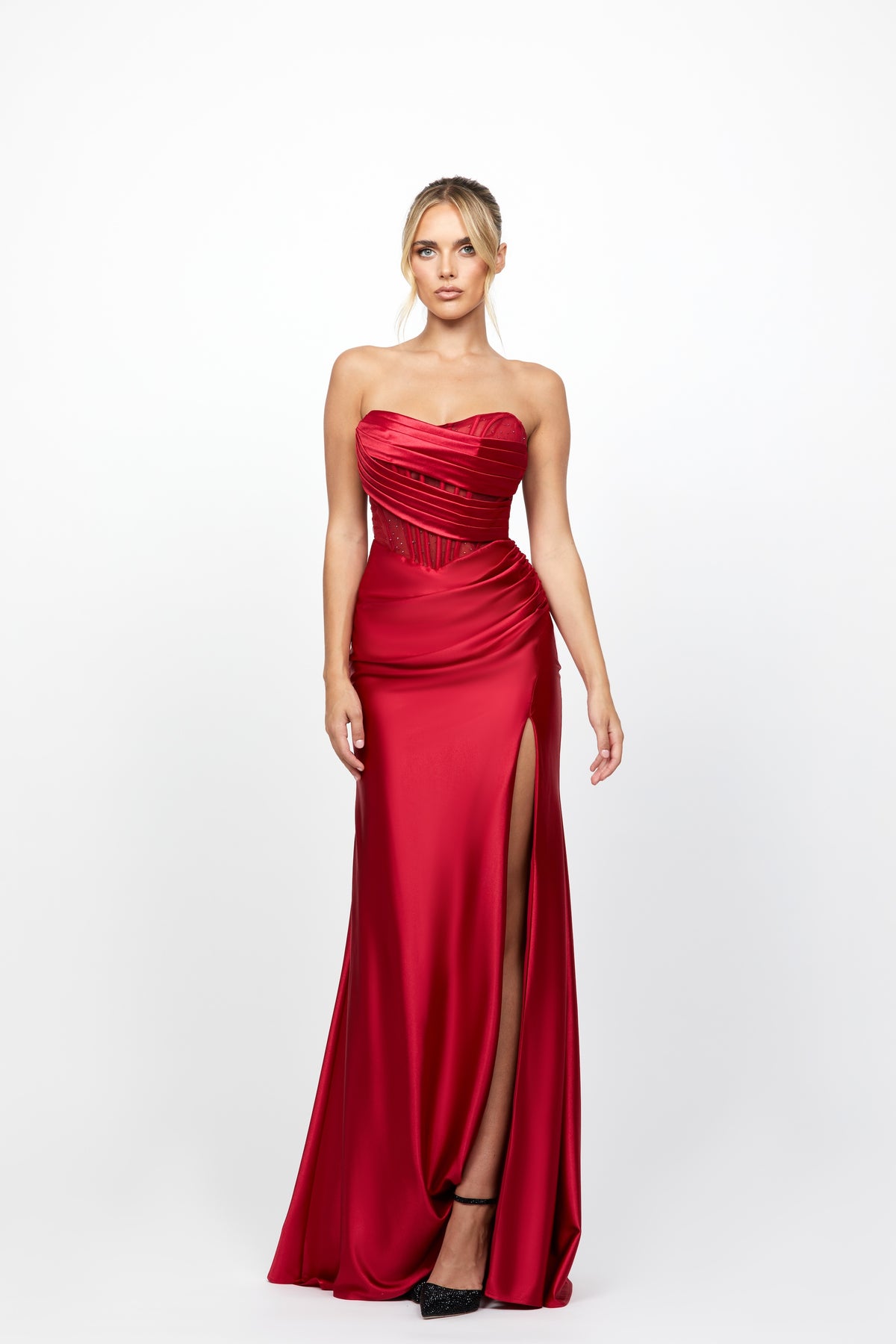 Audrey Strapless Corset Gown Red - Dress - Bariano