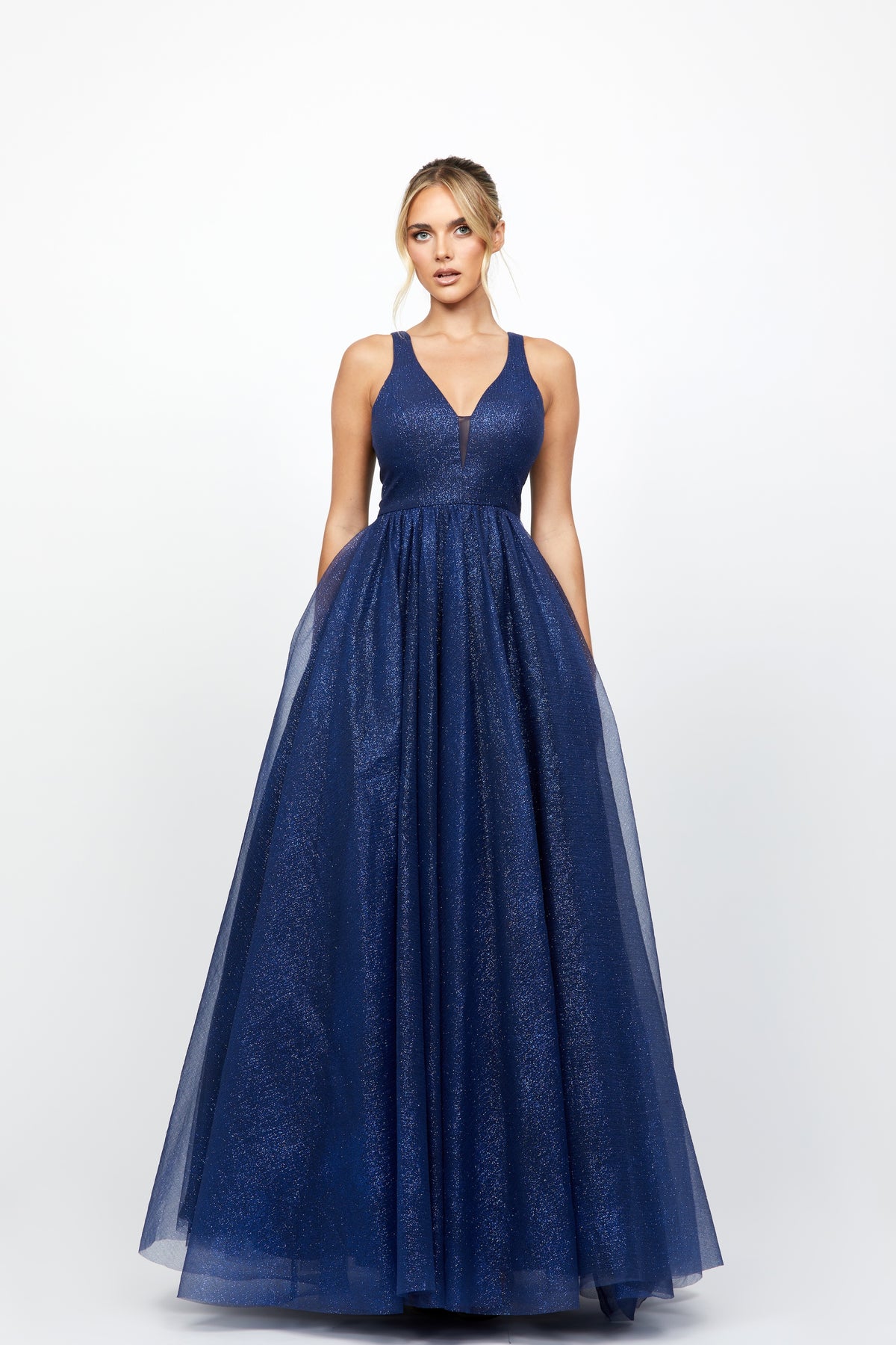 Shelley Glitter Ball Gown NAVY - Dress - Bariano