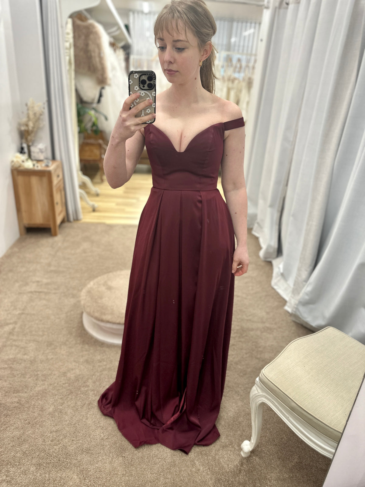 Maeve Off Shoulder Ball Gown BURGUNDY - Dress - Bariano