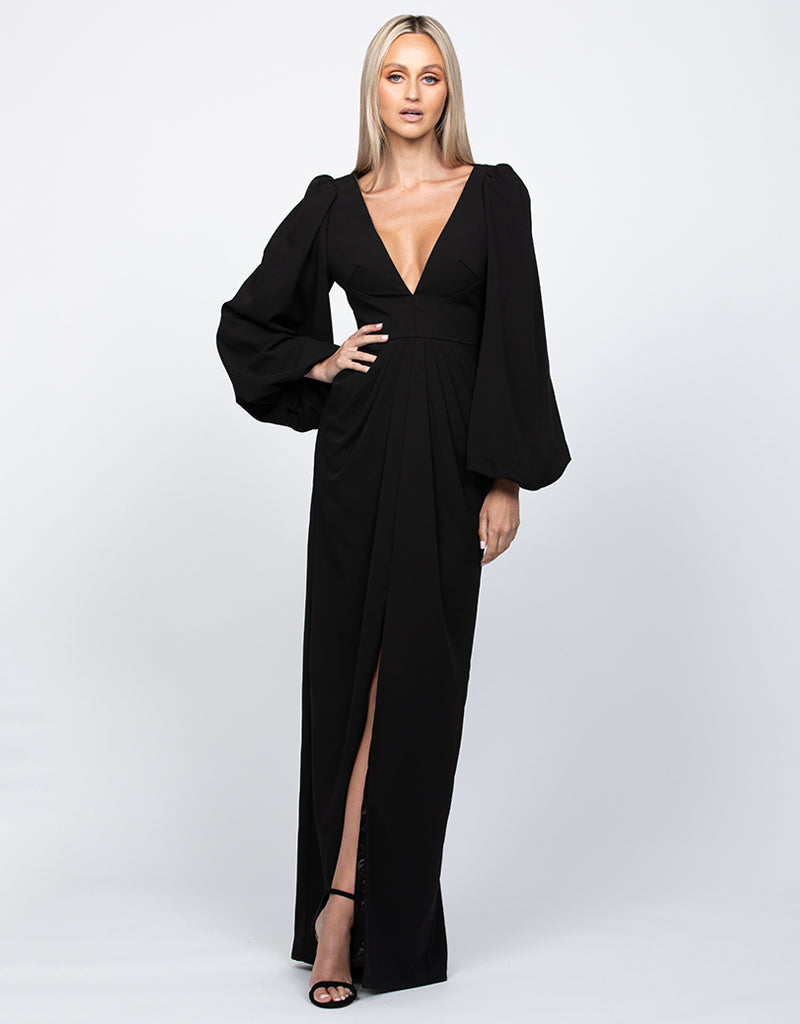 bariano long sleeve dress Charmaine Square Neck Long Sleeve Gown | Bariano
