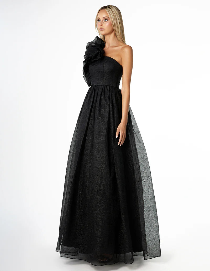 Corena One Shoulder Ruffle Ball Gown - Dress - Bariano