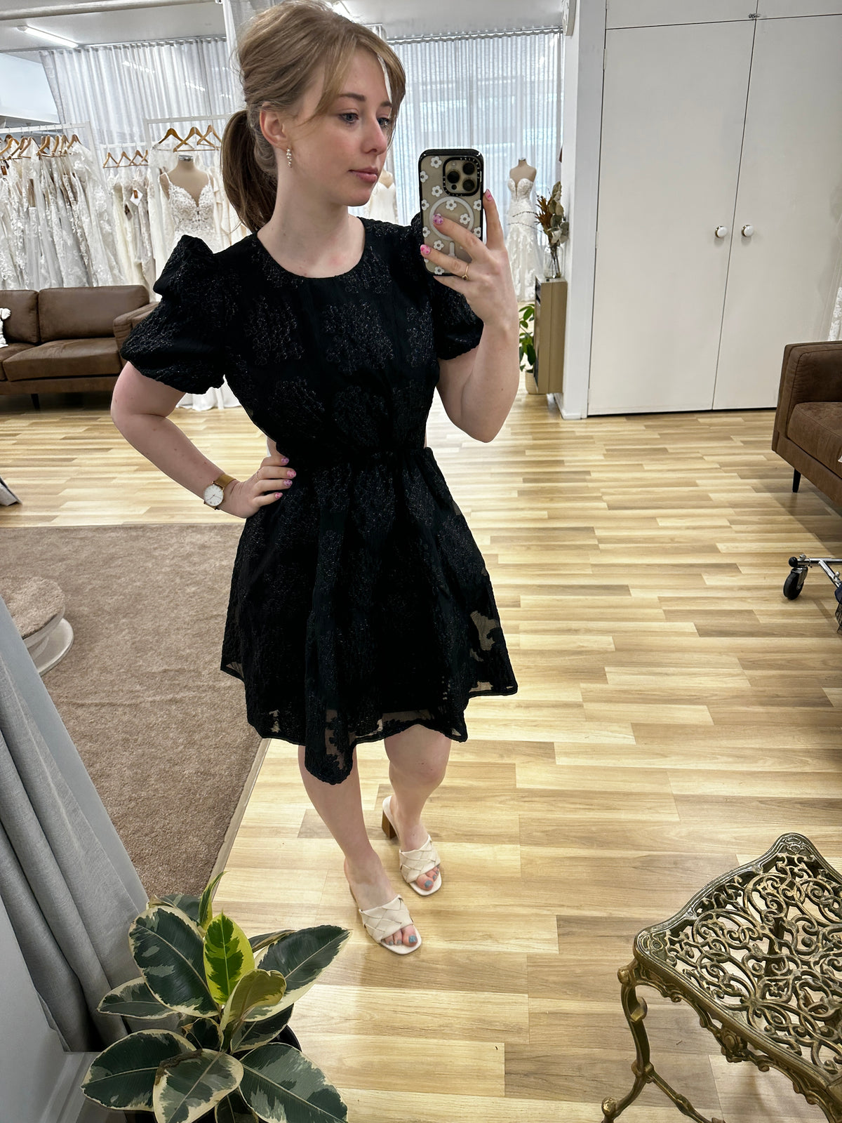 Roselle Cut Out Puff Mini Black - Dress - Bariano