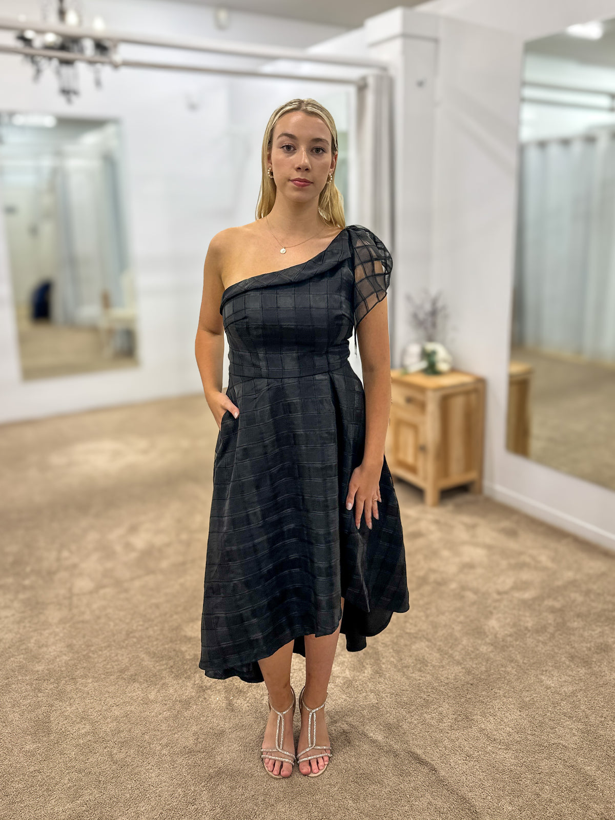 Zilpah One Shoulder A-line Midi Black - Dress - Bariano