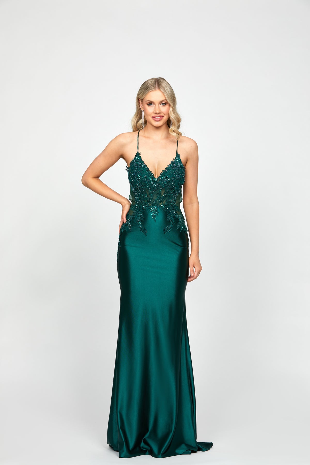 Layne Fishtail Gown Emerald - Dress - Bariano