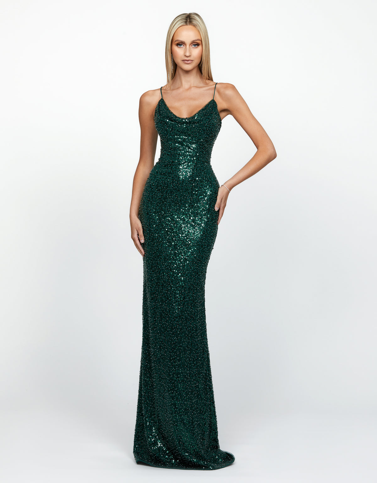 Pamella Lace Up Back Gown Emerald - Dress - Bariano