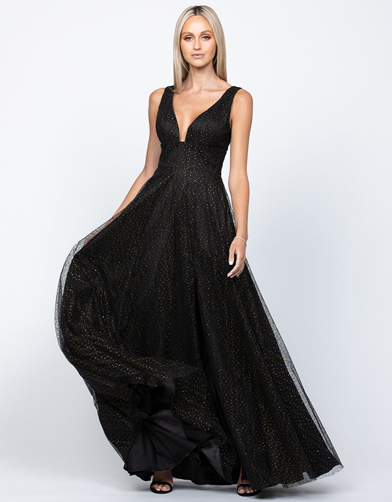 Zayna Plunge Neckline Ball Gown - Dress - Bariano