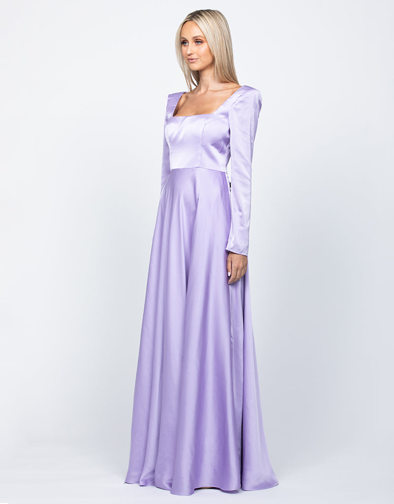 bariano long sleeve dress Charmaine Square Neck Long Sleeve Gown | Bariano
