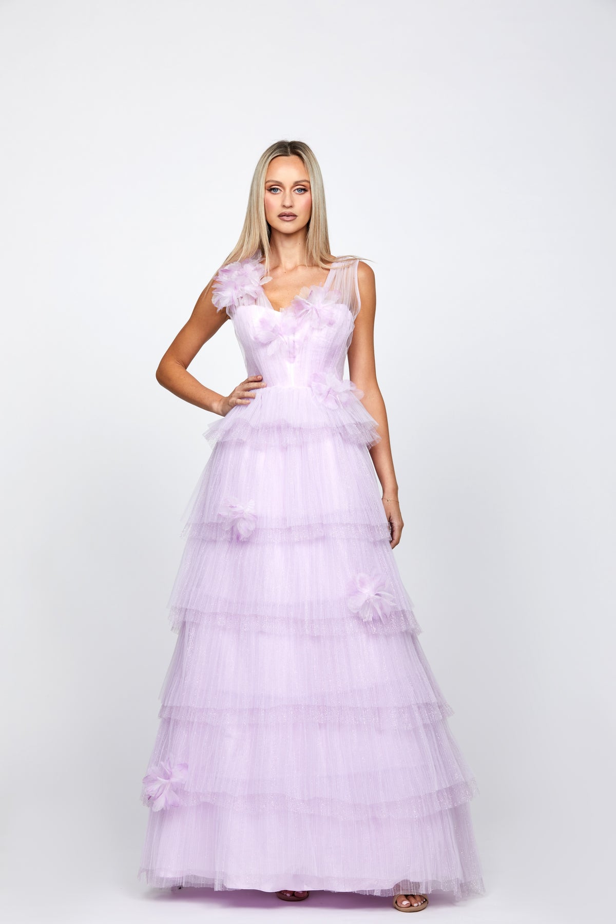 Dorothy Tiered Glitter Ballgown Lilac - Dress - Bariano