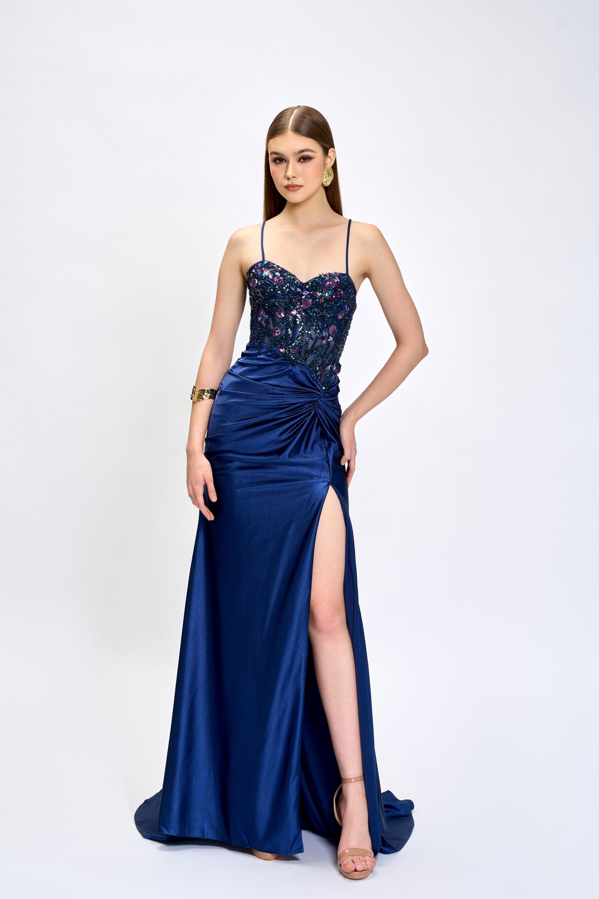 Nahdia Beaded Sequin Gown | Bariano