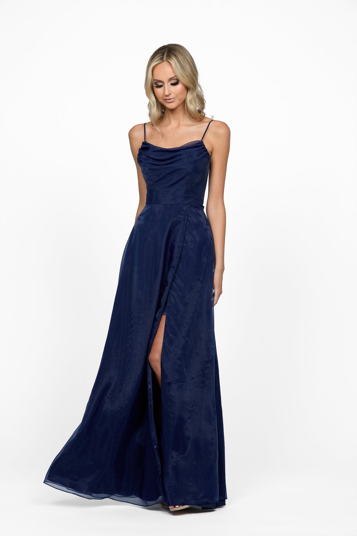 Averie Cowl Neck Gown 14 Navy - Dress - Bariano