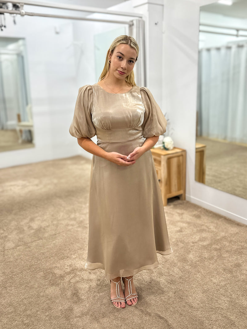 Bisou Blouson Sleeve Midi Bone - Dress - Bariano