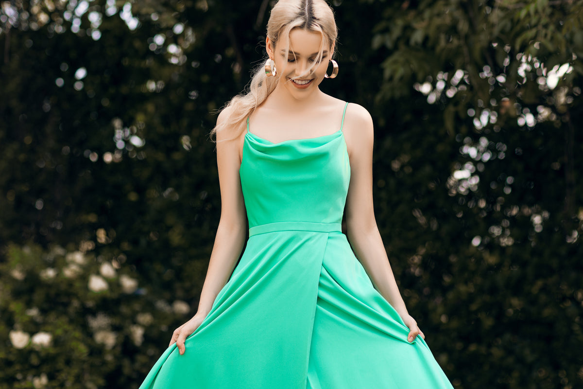 Everleigh Cowl Neck Wrap Skirt Gown - Dress - Bariano