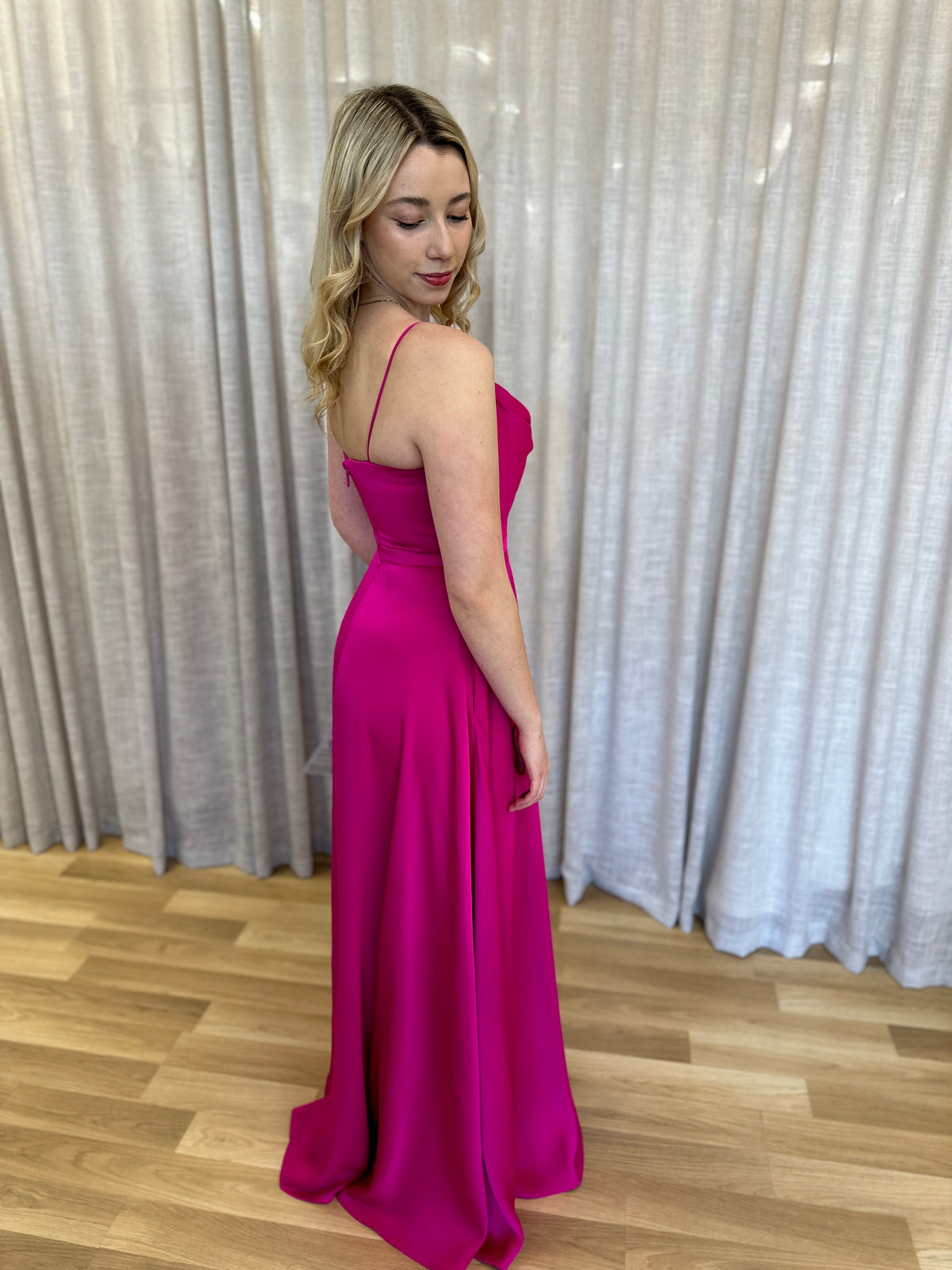 Everleigh Cowl Neck Wrap Skirt Gown 10 Fuchsia - Dress - Bariano