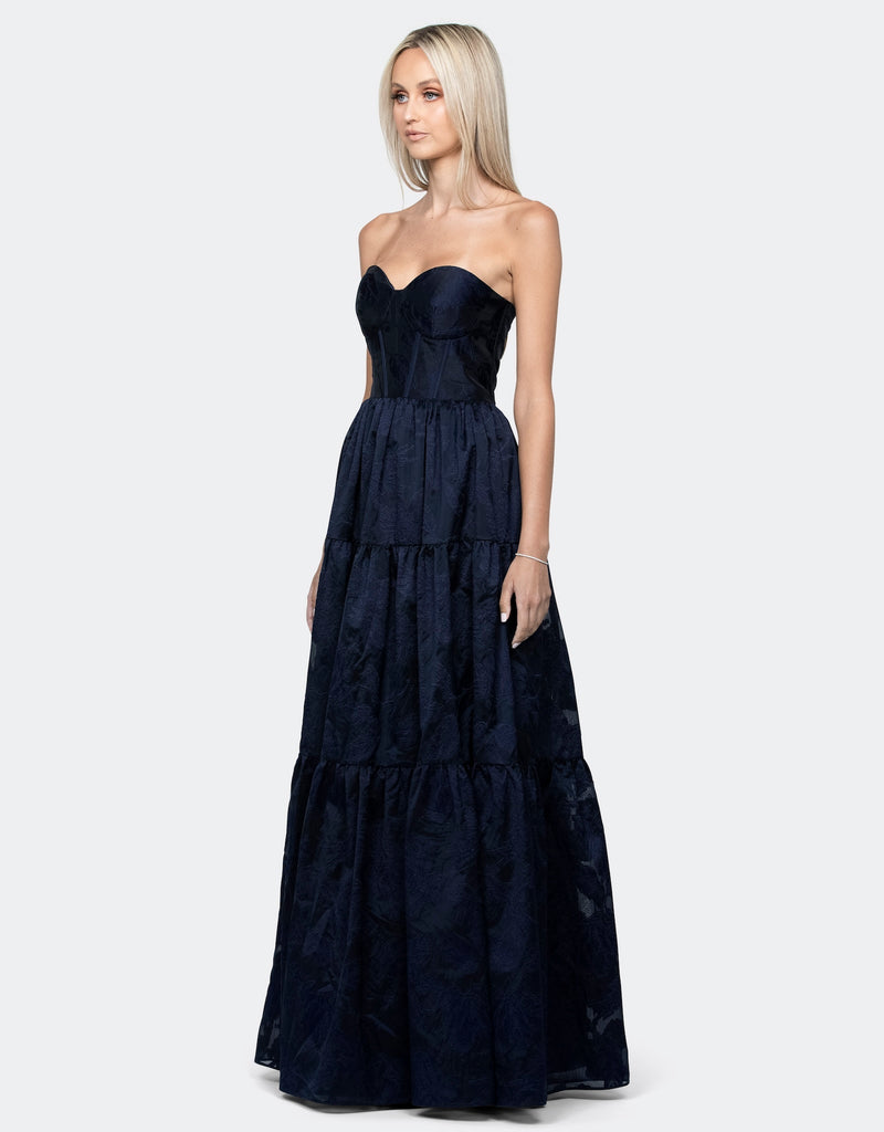 Ursula Off Shoulder Tiered Ball Gown Navy - Dress - Bariano