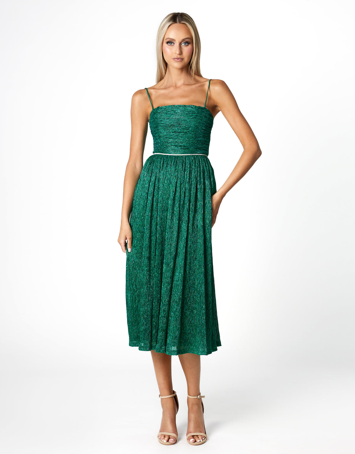 Shayla Metallic Diamanté Midi - Dress - Bariano