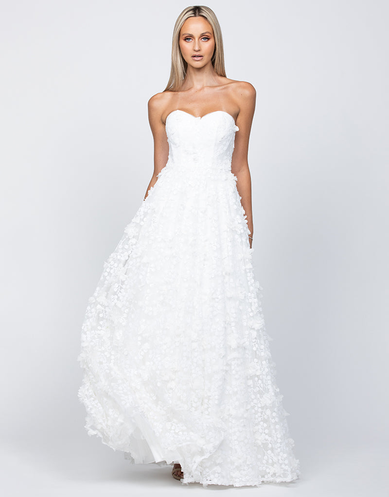 Adela Sweetheart Petal Ball Gown White - Dress - Bariano