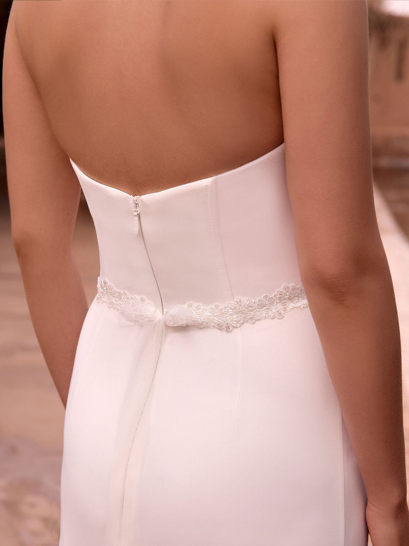 Lace & Tulle Bridal Belt 3cm - Accessory - Bianco Evento