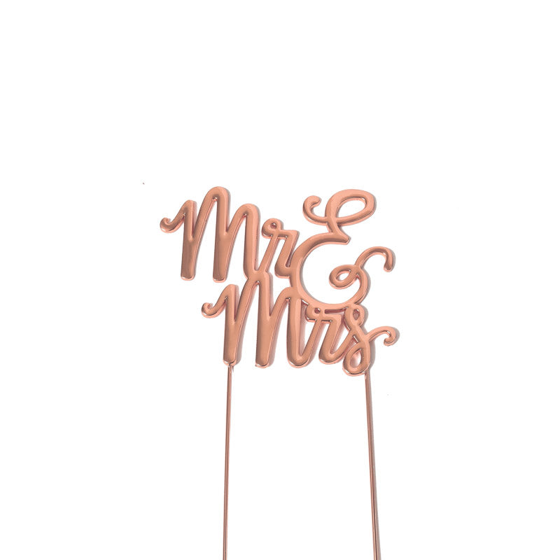 Mr & Mrs Cake Topper Rose Gold - Giftware - Cake and Candle