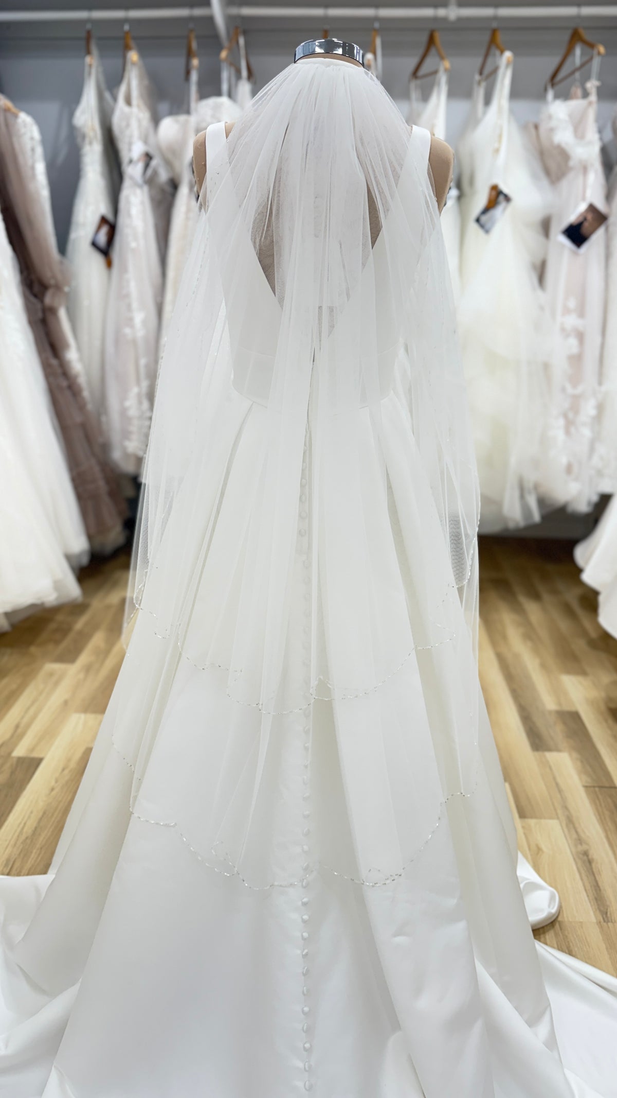 Gemma Two Tier Scallop Edge with Beads Veil - Accessory - Dreamtime