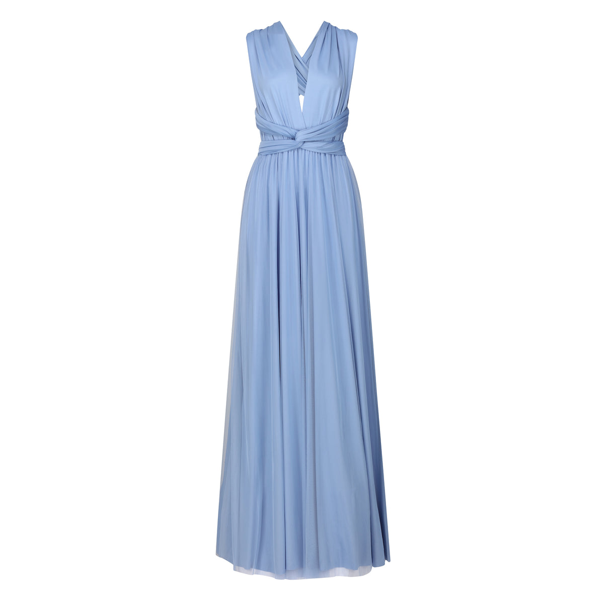 Jersey Wrap with Flutter Sleeve Dusty Blue - Dress - Jacqueline Louise