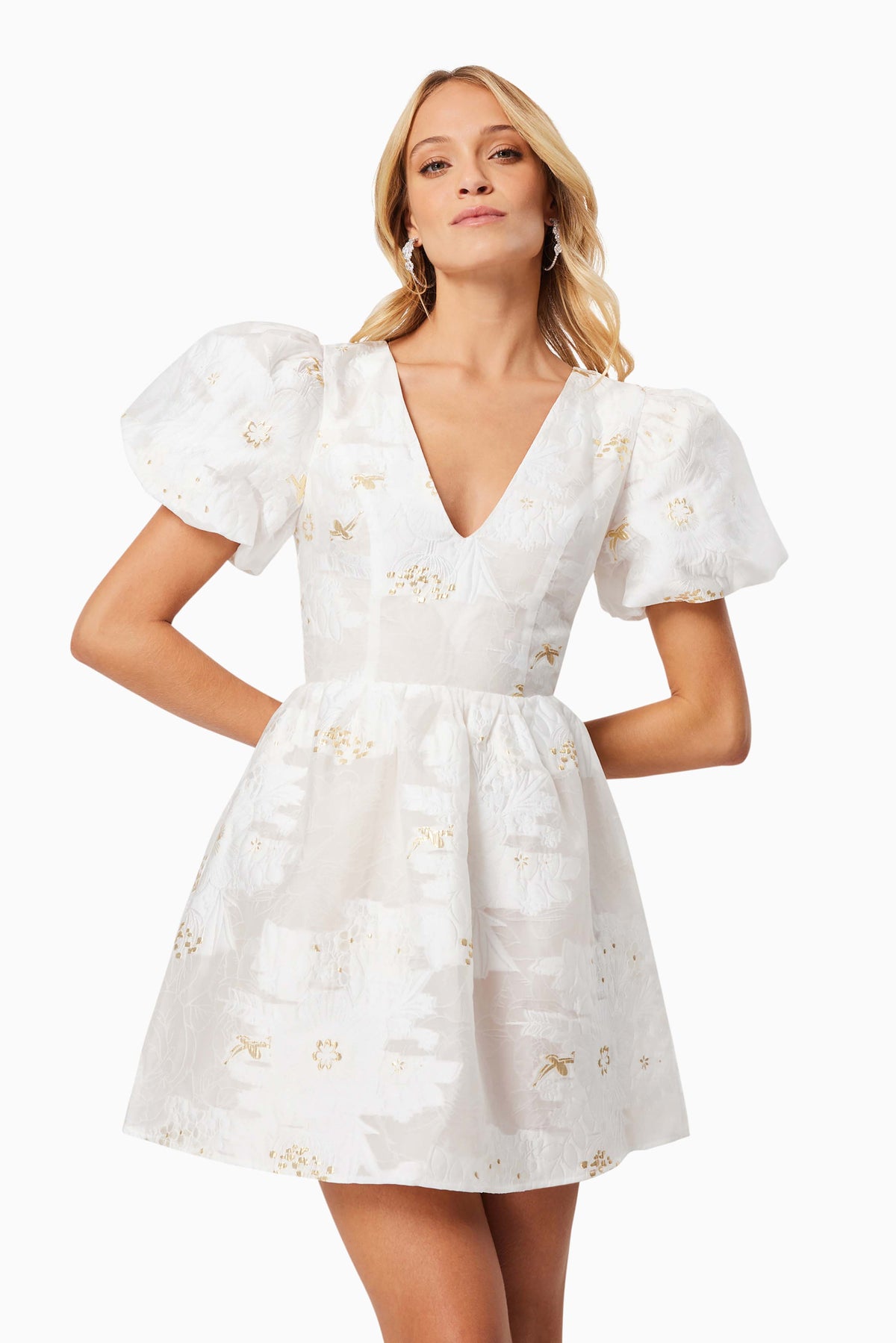 Octavia Mini Dress Ivory Gold - Dress - Elliatt