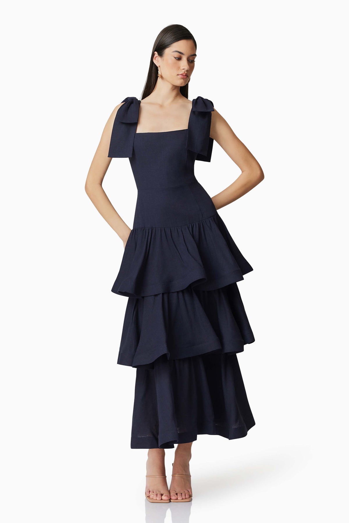 Kara Tiered Maxi Dress Navy NAVY - Dress - Elliatt