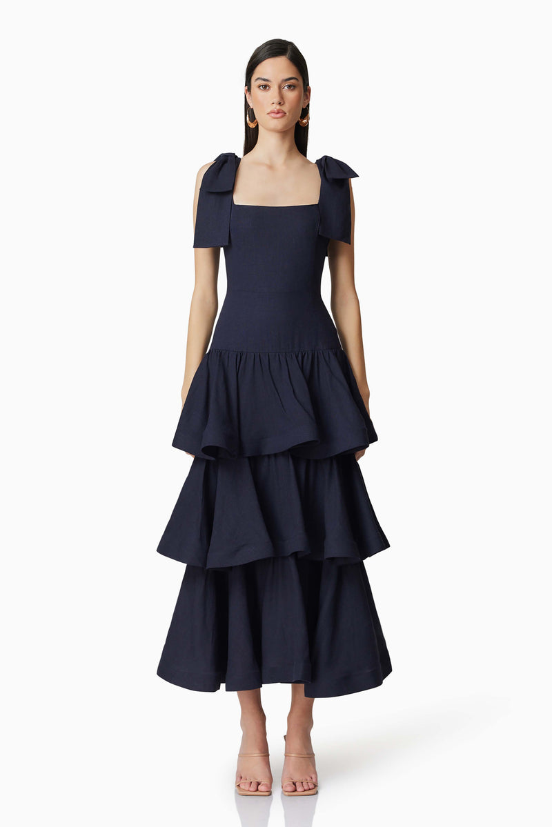 Kara Tiered Maxi Dress Navy - Dress - Elliatt