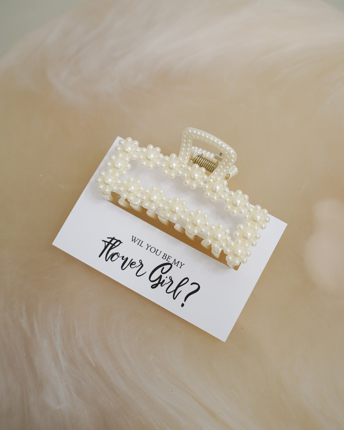 Flower Girl Proposal Gift Claw Clip Rectangle - Giftware - Honey Fawn Boutique