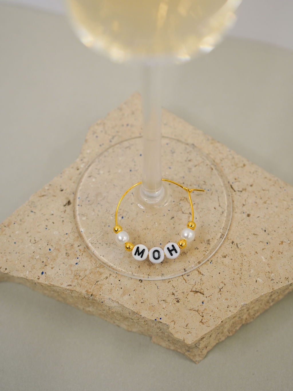 Wineglass Charm - Maid of Honour Pearl and Gold - Giftware - Honey Fawn
