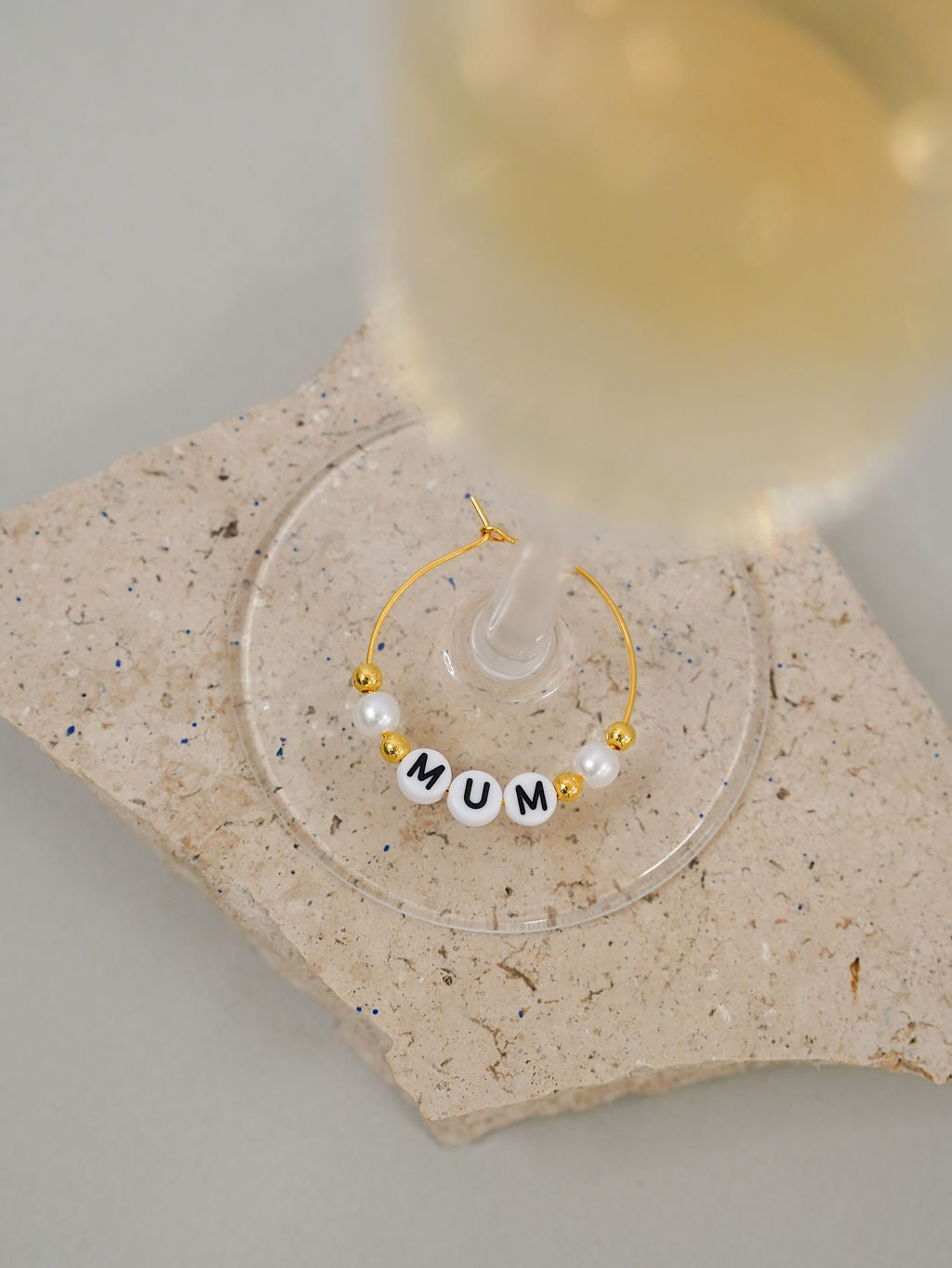 Wineglass Charm - Mum Pearl and Gold - Giftware - Honey Fawn