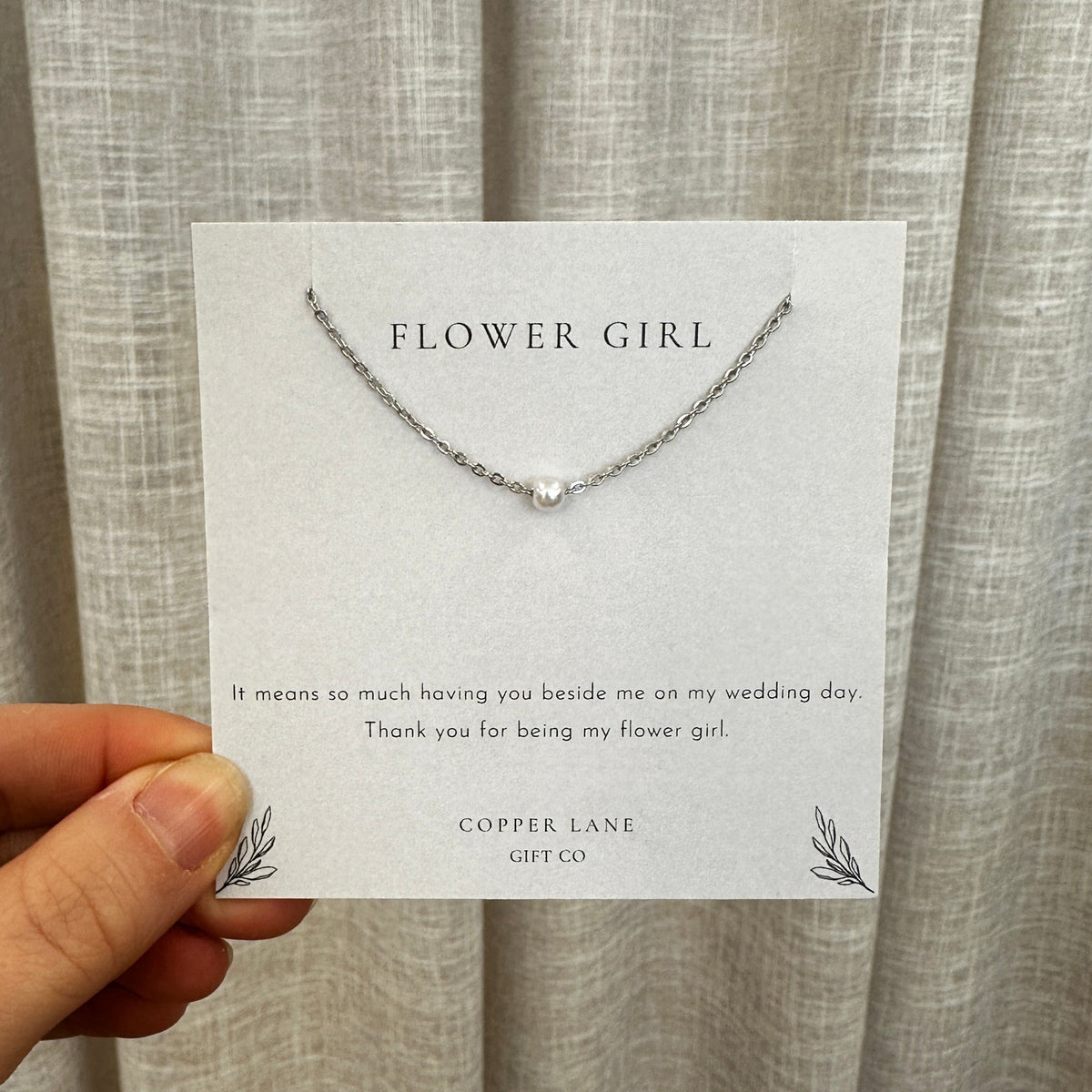 Flower Girl Thank You Necklace Silver - Giftware - Honey Fawn