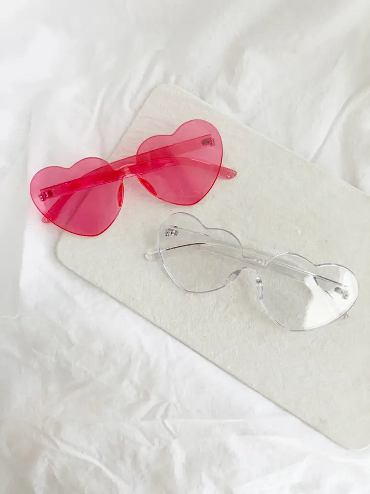 Thick Heart Sunglasses - Clear - Giftware - Honey Fawn