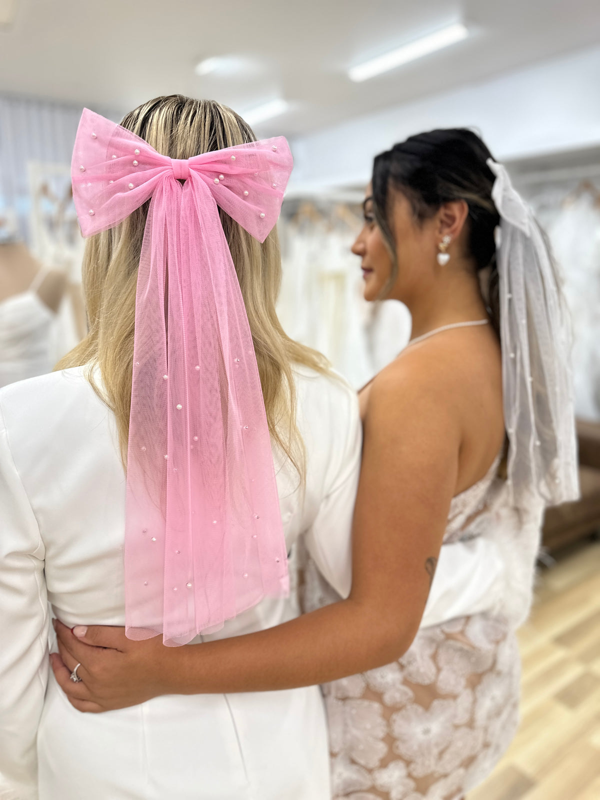 Pink Tulle And Pearl Bow Hair Clip - Giftware - Honey Fawn