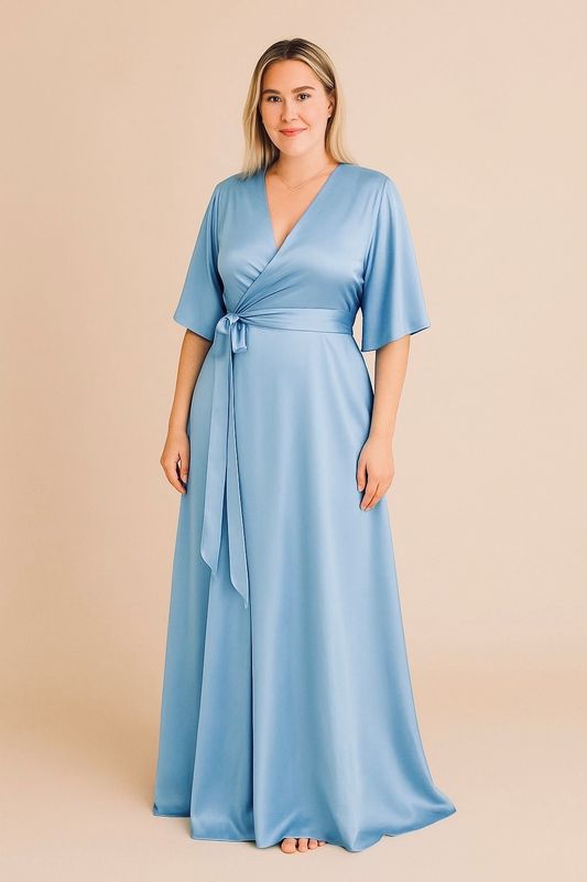Satin Wrap Cornflower - Dress - Jacqueline Louise