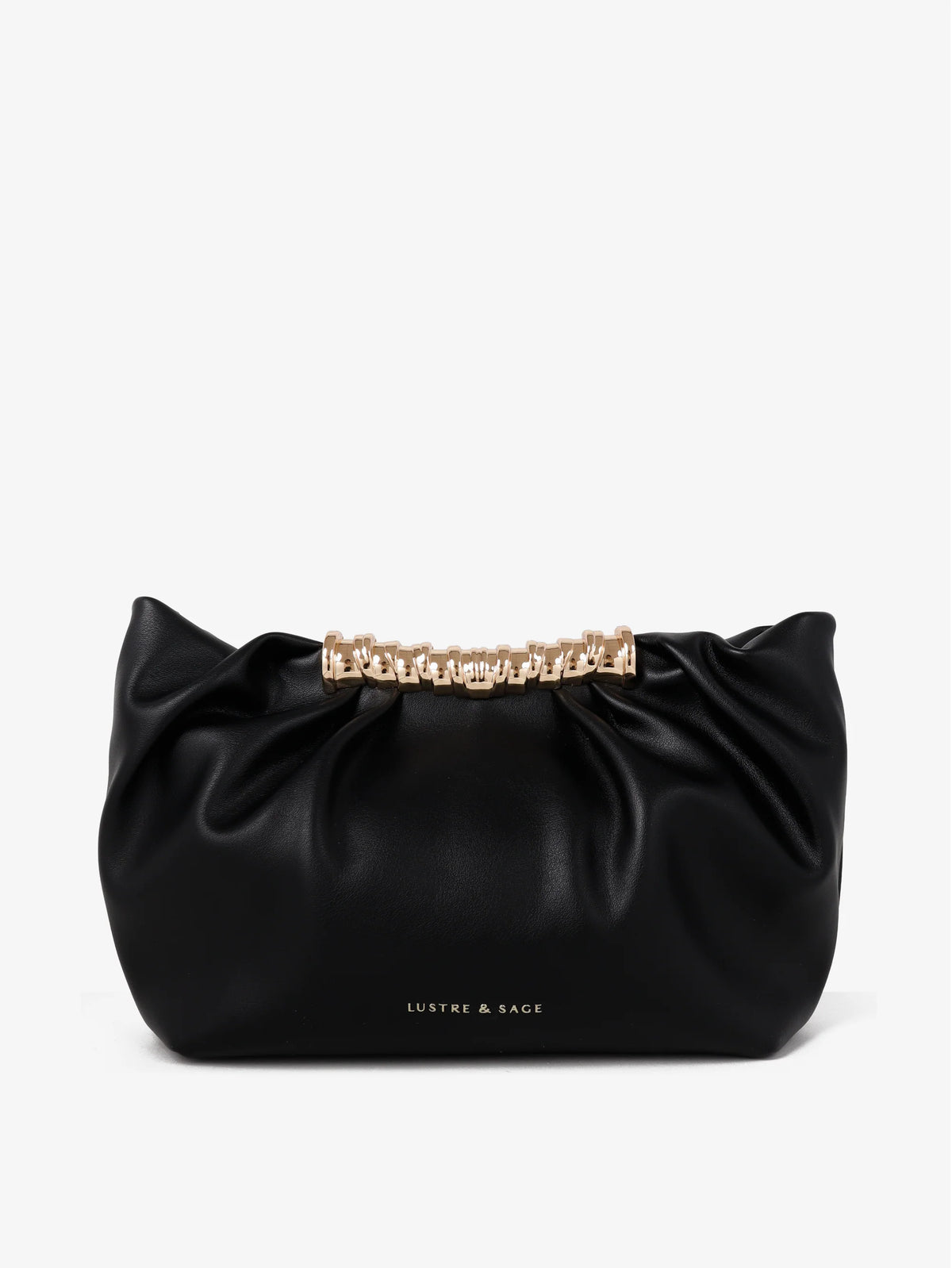 Aura Gathered Clutch Bag in Black