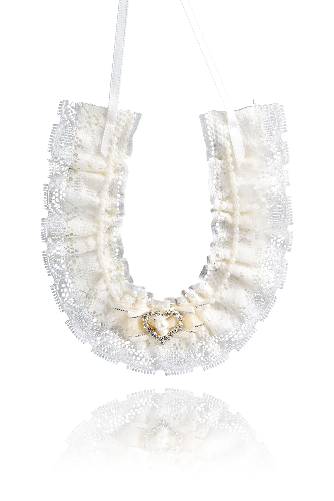 Deluxe Lace Horseshoe Keepsake Ivory with Heart - Giftware - ME Collections