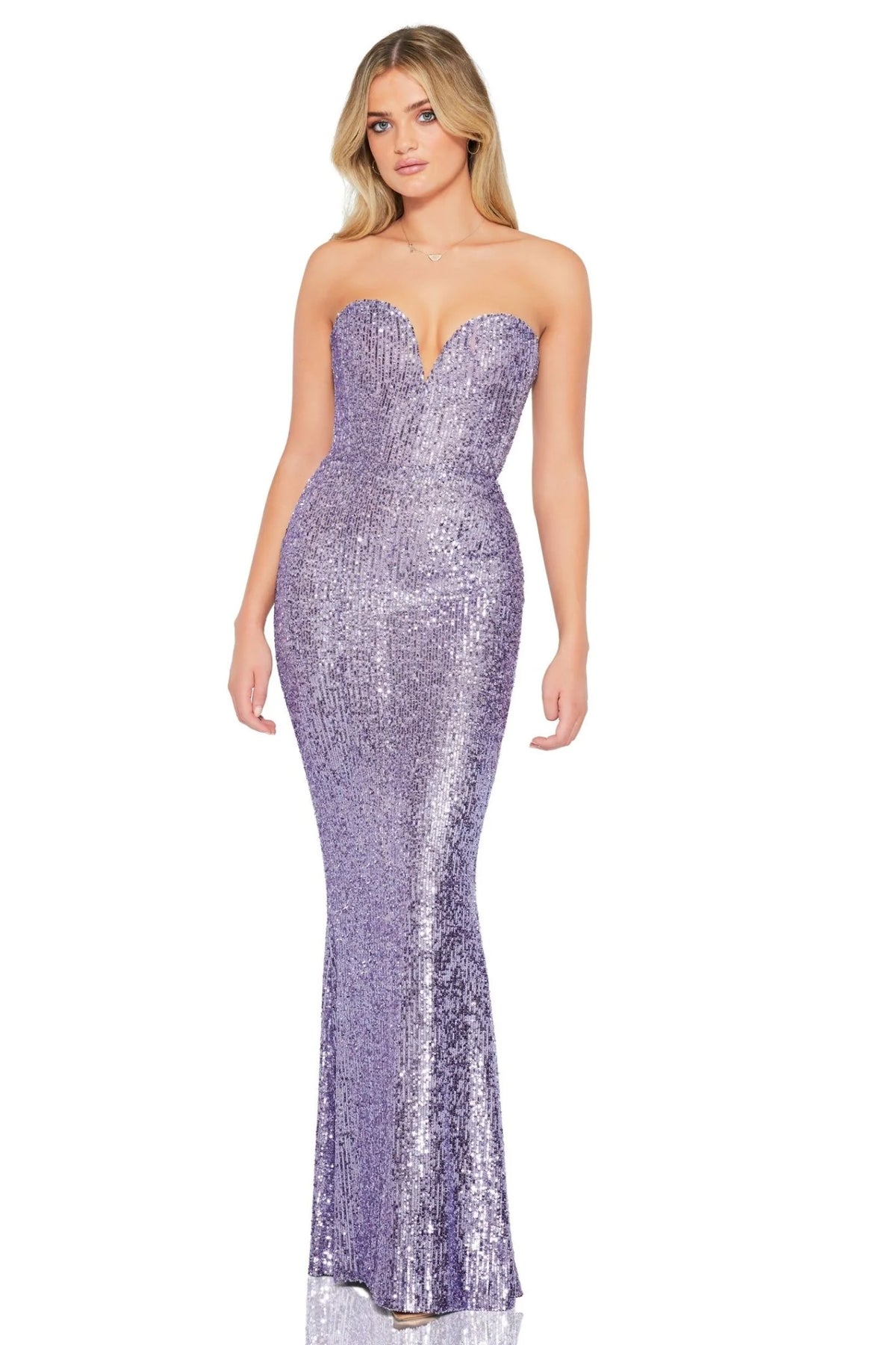 nookie purple sequin dress Nookie - Sensation Plunge Gown