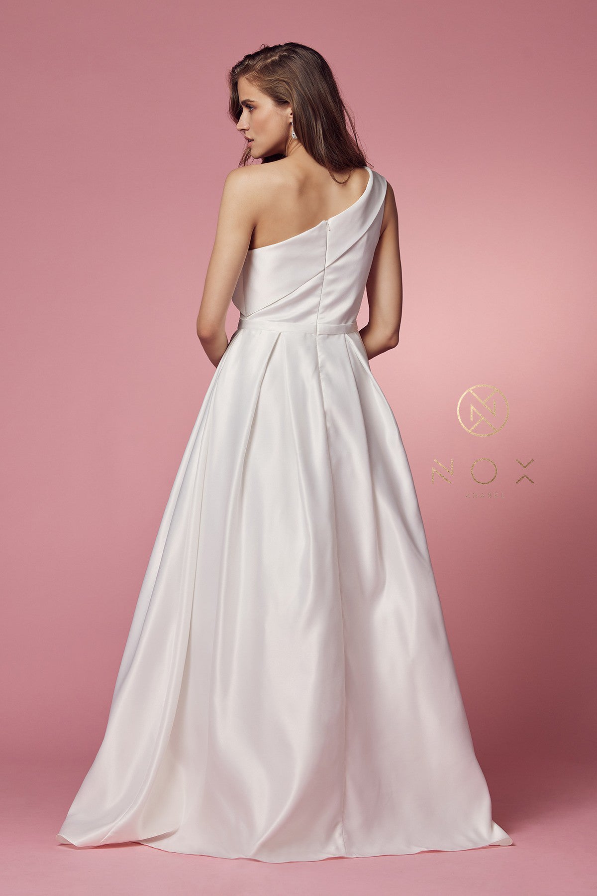 One Shoulder Satin A-Line Gown - Wedding Gown - Nox Anabel
