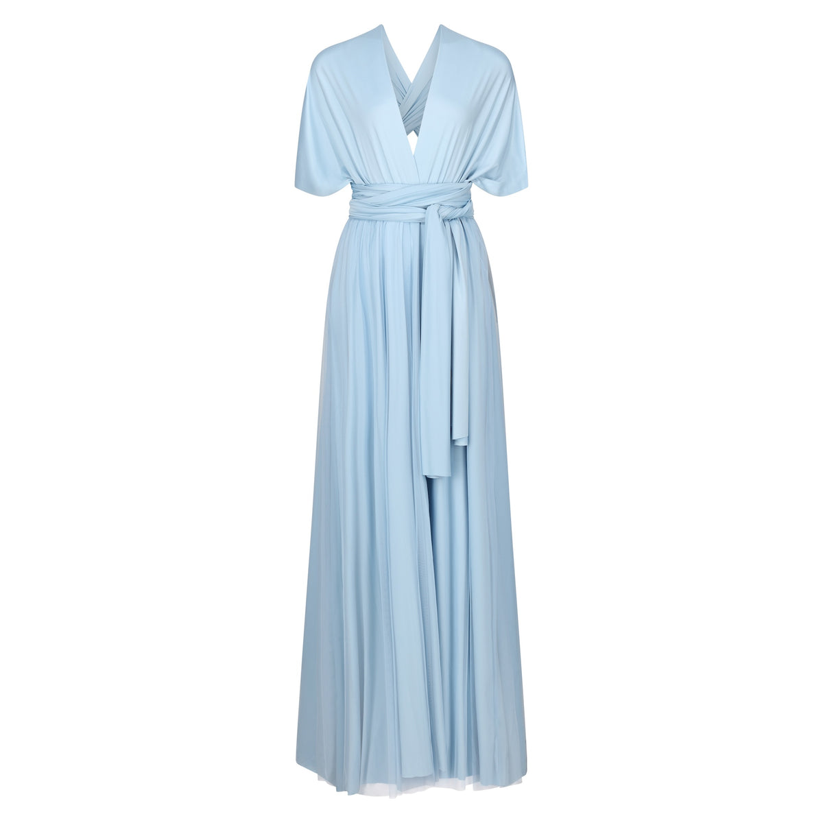 Jersey Wrap with Flutter Sleeve Powder Blue - Dress - Jacqueline Louise