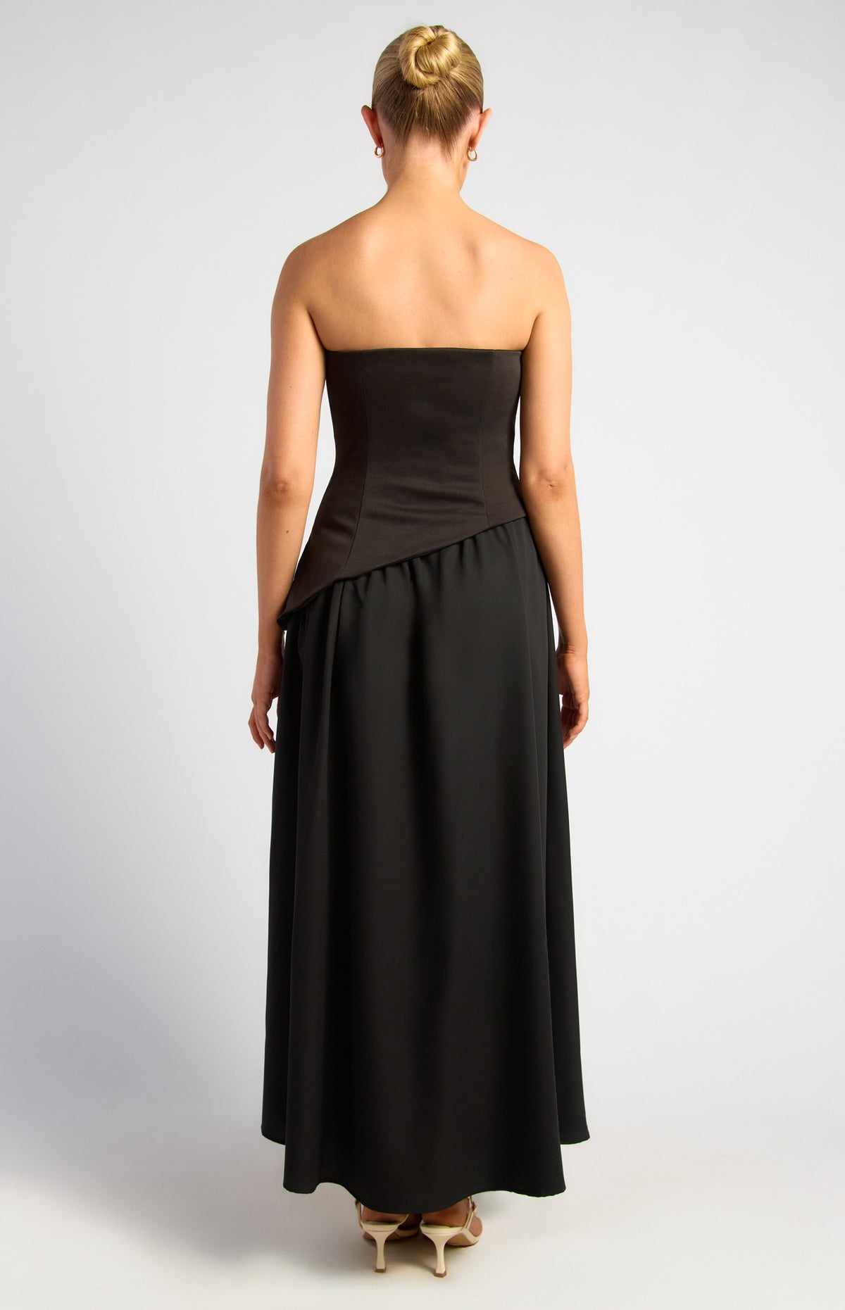 Strapless Asymmetric Bodice Maxi Dress