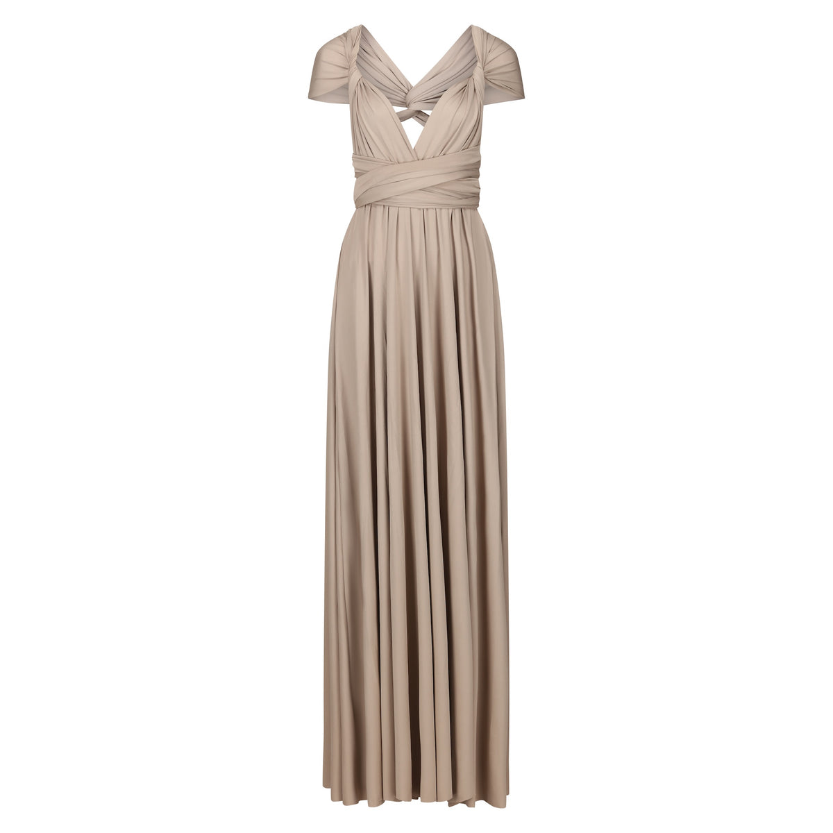 Jersey Wrap with Cap Sleeve Taupe - Dress - Jacqueline Louise