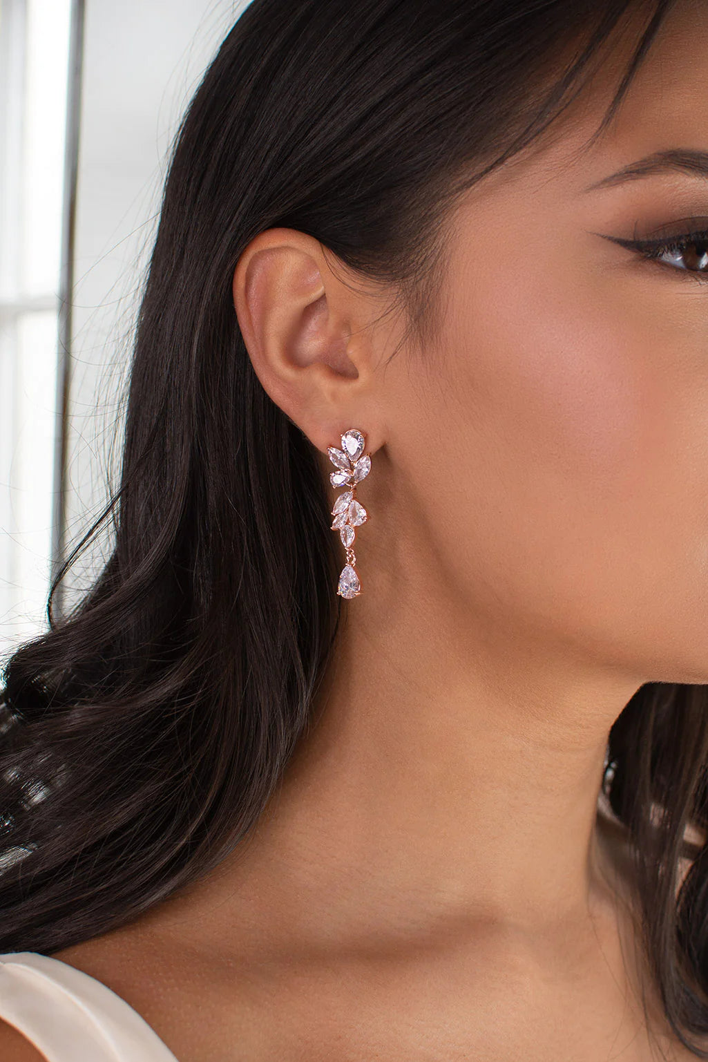Claire Drop Earring Rose Gold - Jewellery - Windsor Bridal Jewellery
