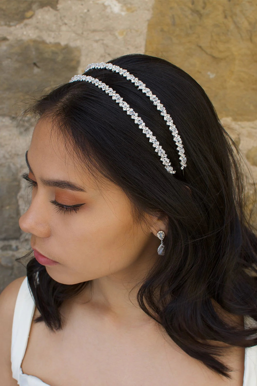 Genevieve Double Row Head Band Silver Clear - Jewellery - Windsor Bridal Jewellery