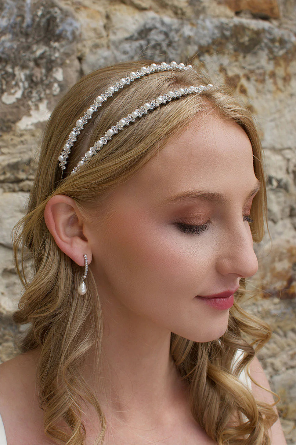 Genevieve Double Row Head Band Silver Pearl - Jewellery - Windsor Bridal Jewellery
