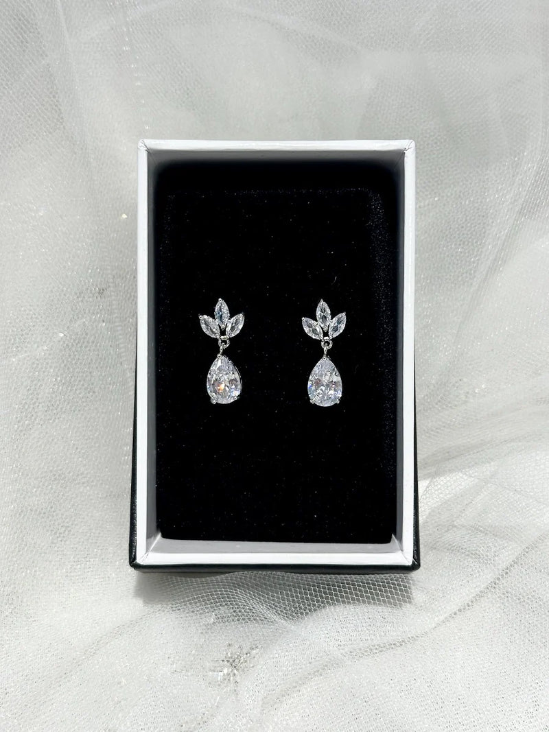 Clara Crystal Earring Silver - Jewellery - Windsor Bridal Jewellery