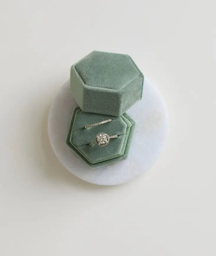 Sage Velvet Double Ring Box - Honey Fawn Boutique