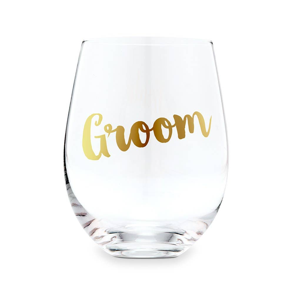 Stemless Toasting Wine Glass Gift For Wedding Party - Groom - Honey Fawn Boutique