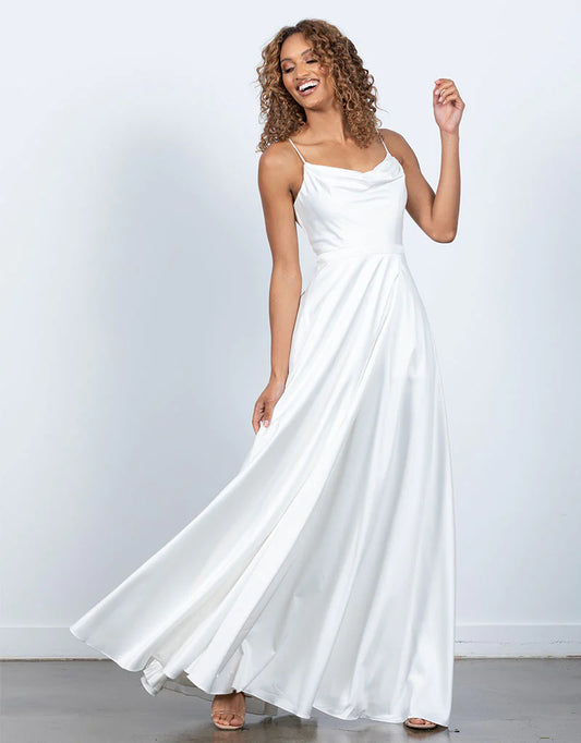 Diamond Cowl Wrap Gown White