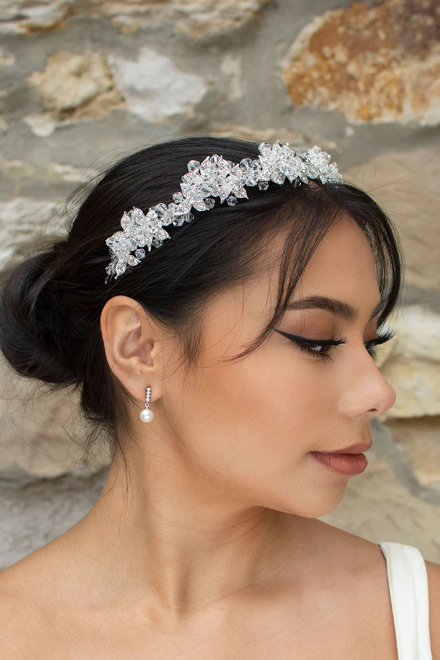 Edwina Silver Crown Clear Crystals - Honey Fawn Boutique